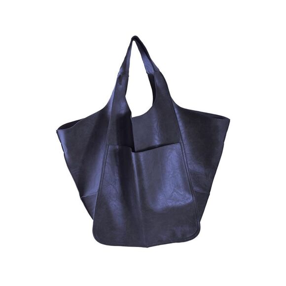 Luxe Vegan Leather Minimalist Oversized Tote Bag - Picture 6 of 7